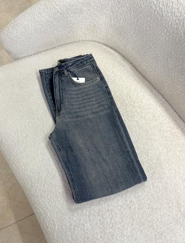 شلوار جین نیم بگ طوسی آبی 287