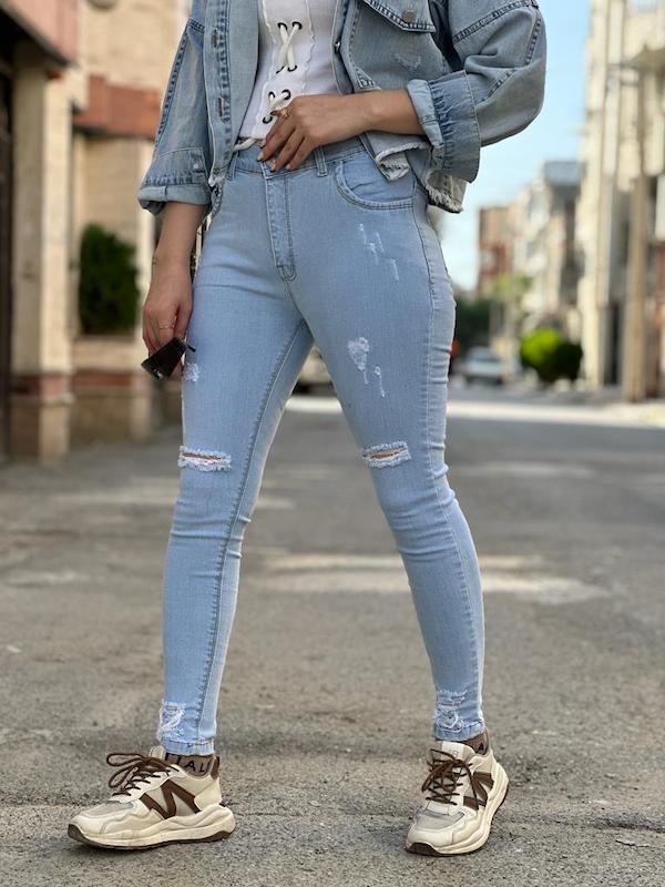 شلوار جین جذب کاغذی زاپ دار