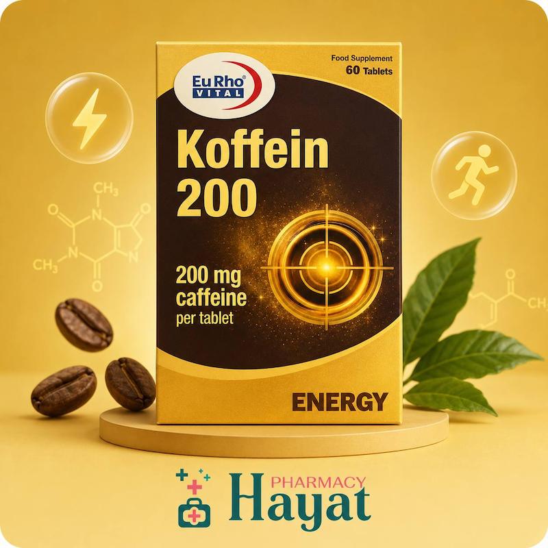 قرص کافئین 200 میلی گرم یوروویتال 60 عدد