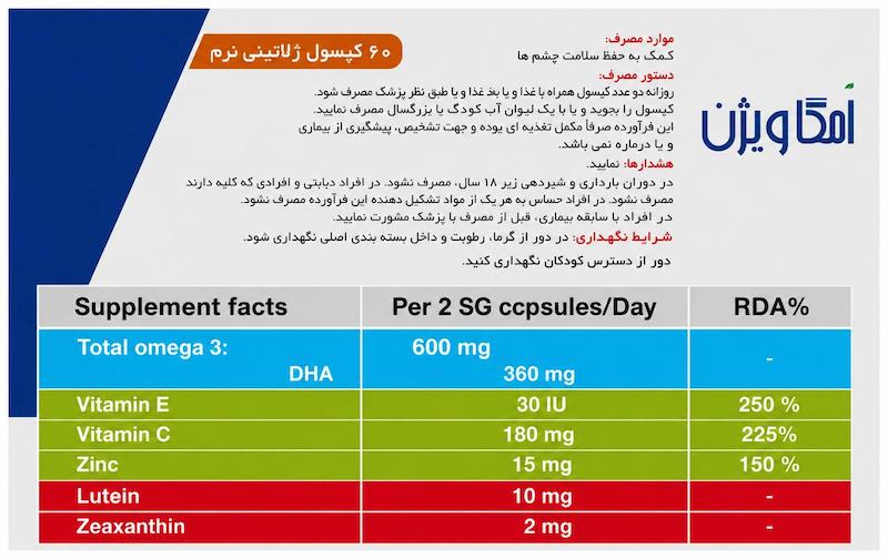 کپسول امگا ویژن دانا 60 عدد