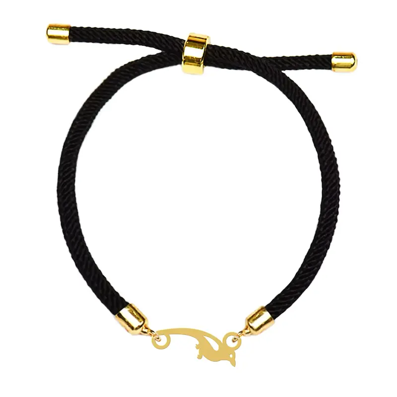 تصویر دستبند آسانسوری هایکا طرح پرستو کد da.ha 45 رنگ طلایی از روبرو