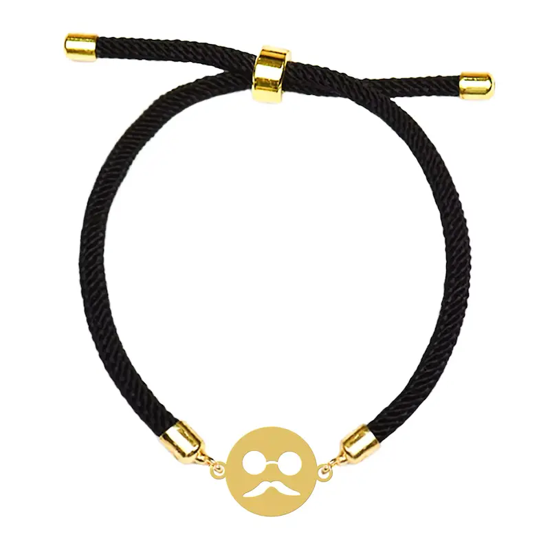 دستبند آسانسوری نقره و بدل هایکا طرح عینک و سیبیل کد da.ha 63