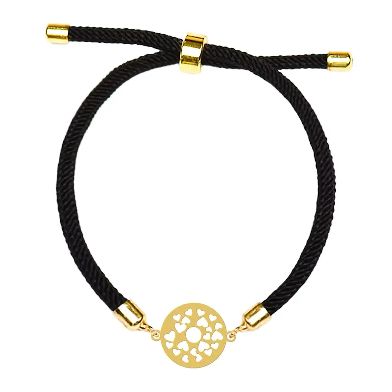 دستبند آسانسوری نقره و بدل هایکا طرح دایره و قلب کد da.ha 69