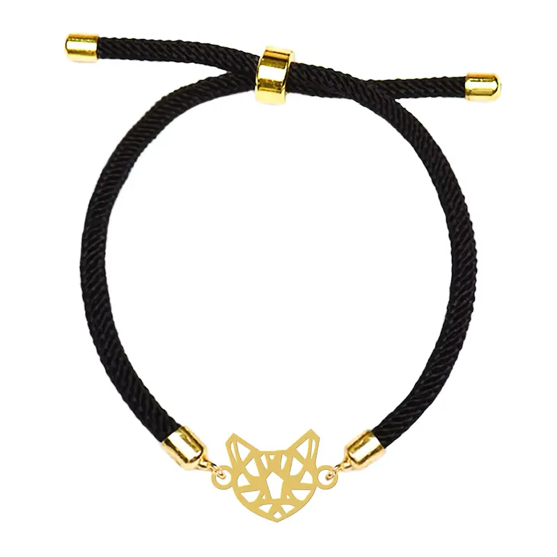 دستبند آسانسوری نقره و بدل هایکا طرح گربه اوریگامی کد da.ha 76