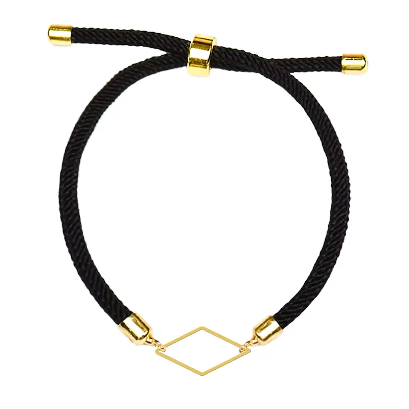 دستبند آسانسوری نقره و بدل هایکا طرح شکل لوزی کد da.ha 78