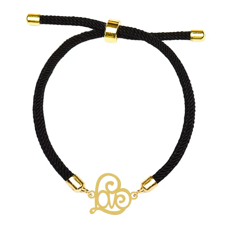 دستبند آسانسوری نقره و بدل هایکا طرح قلب و عشق love کد da.ha 189