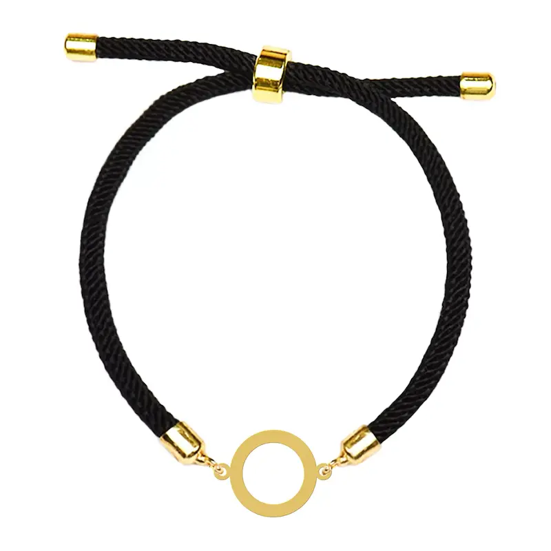 دستبند آسانسوری نقره و بدل هایکا طرح دایره تو خالی کد da.ha 241