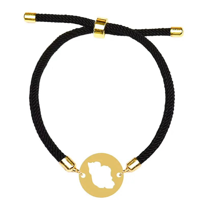 دستبند آسانسوری نقره و بدل هایکا طرح نقشه ایران کد da.ha 247