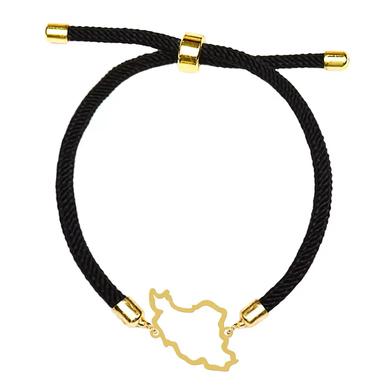 دستبند آسانسوری نقره و بدل هایکا طرح نقشه ایران کد da.ha 248