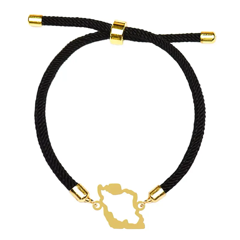 دستبند آسانسوری نقره و بدل هایکا طرح نقشه ایران کد da.ha 251