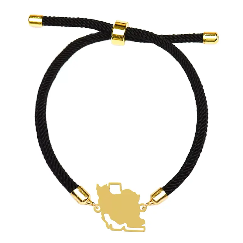 دستبند آسانسوری نقره و بدل هایکا طرح نقشه ایران کد da.ha 252