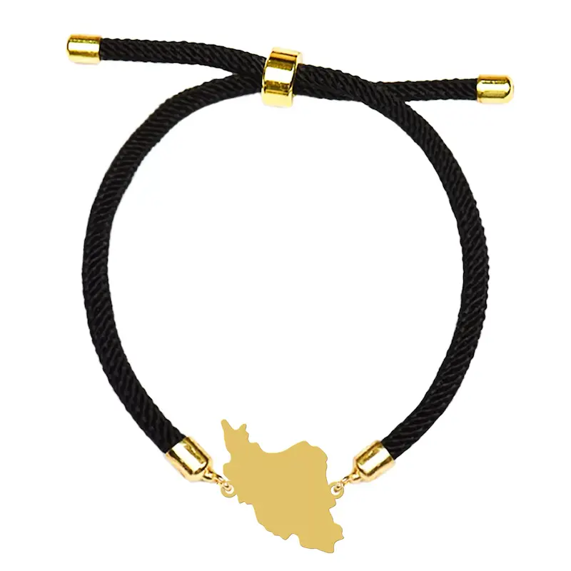 دستبند آسانسوری نقره و بدل هایکا طرح نقشه ایران کد da.ha 258