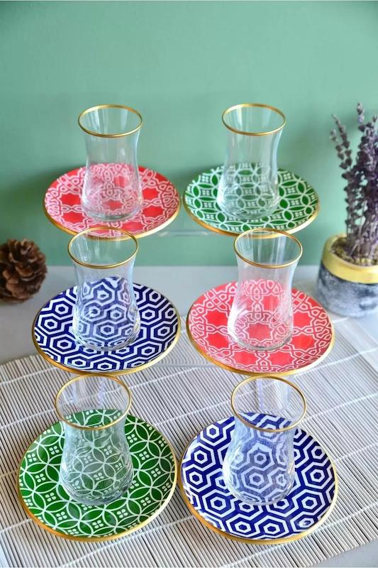 چای خوری 12 پارچه لب طلا ( 6طرح جور)  کد 1470 ام جی اس