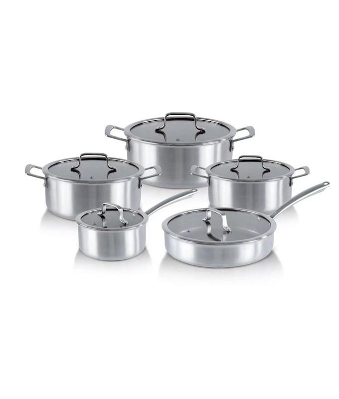 سرویس قابلمه استیل ۱۰ پارچه داخل لیزری ام جی اس کد ۳۱۱۰