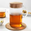 پارچ شیشه ای آب مدل +IKEA360 درب بامبو 