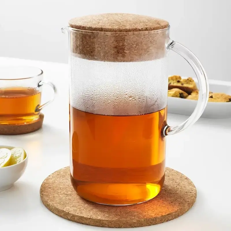 پارچ شیشه ای آب مدل +IKEA360 درب بامبو 