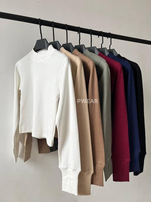 کراپ یقه ایستاده آستین فینگر