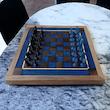 تخته شطرنج چوب و رزینی آبی پررنگ