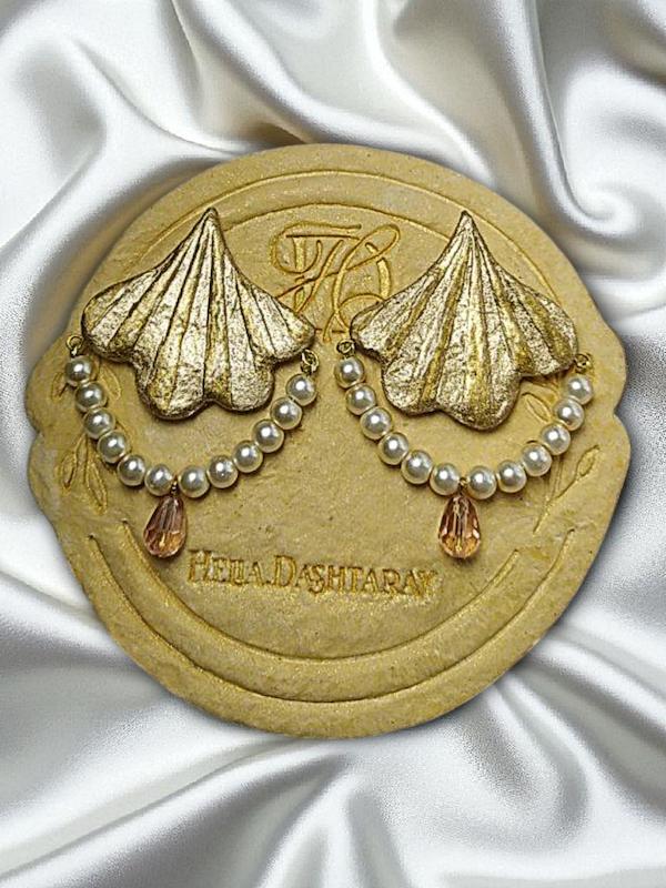 گوشواره پاپیه ماشه برگ جاودان 