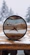 ساعت دیواری رزین و چوب کوچه باغ در زمستان 