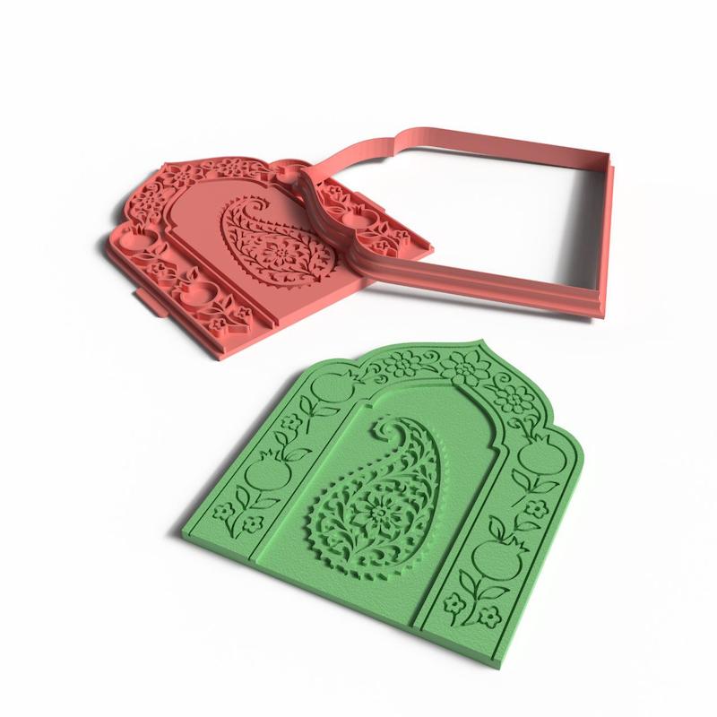 مهر و کاتر سفالگری کد st195(مهر ترمه،مهر بته جقه)