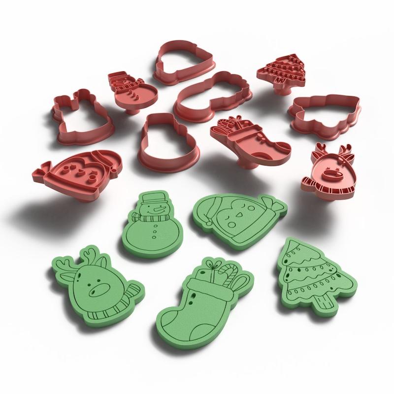 مهر و کاتر سفالگری کد st196(مهر گوزن/مهر درخت کریسمس/مهر آدم برفی..)