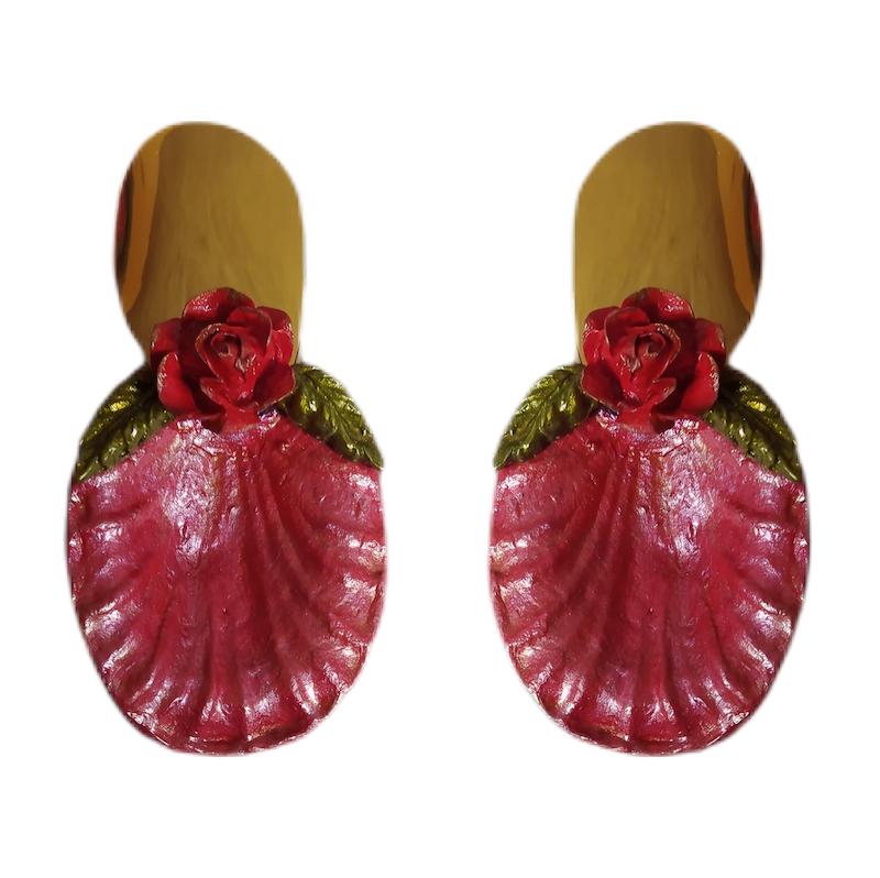 گوشواره پاپیه ماشه گل رز