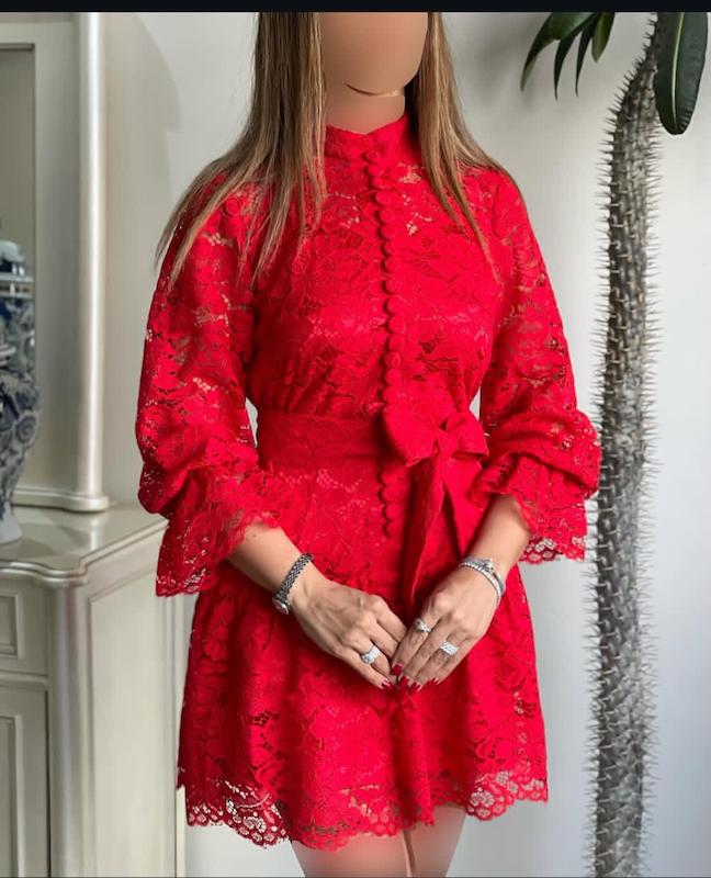 پیراهن دانتل دکمه ای 