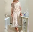 ست پیراهن دکمه ایی دانتل دامنی کد 1145