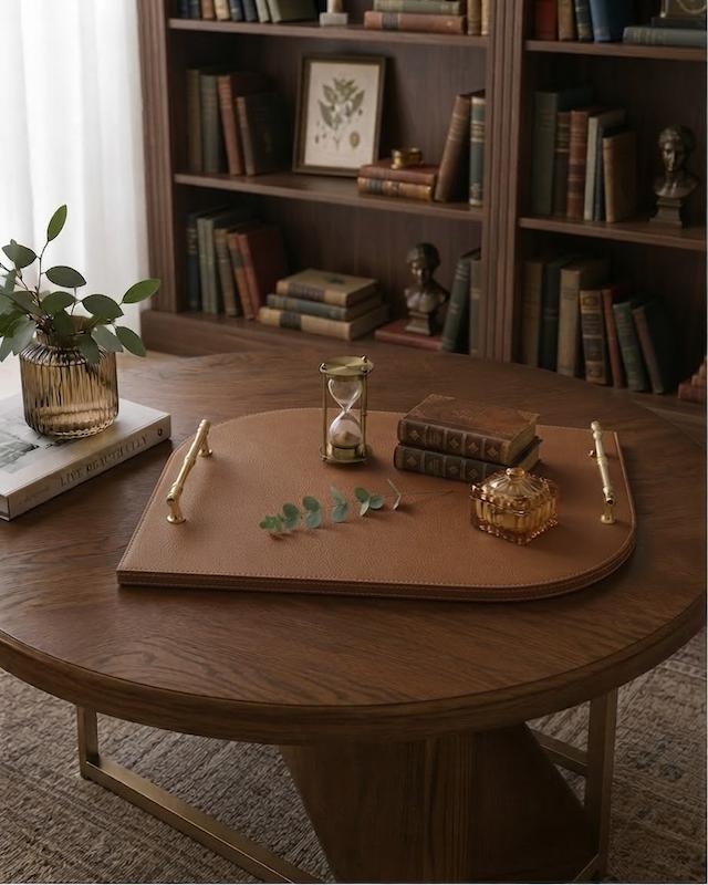 سینی چرم قهوه‌ای | پذیرایی و دکوراتیو