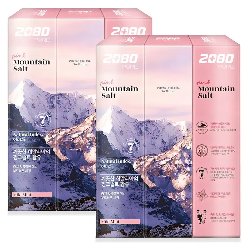 خمیر دندان نمک کوهستان ۲۰۸۰ مدل صورتی و کریستال 2080 Pure Mountain Salt Toothpaste