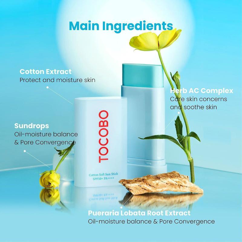 ضد آفتاب استیکی توکوبو Tocobo Cotton Soft Sun Stick SPF50+ PA++++ حاوی عصاره پنبه کتان وزن 19 گرم