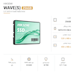 نمای زاویه‌دار SSD HIKSEMI WAVE(S) 256GB با بدنه مشکی و لیبل سبز، همراه با اینفوگرافیک مشخصات فنی شامل ظرفیت، رابط SATA III، سرعت خواندن و نوشتن و ویژگی‌های اصلی محصول.