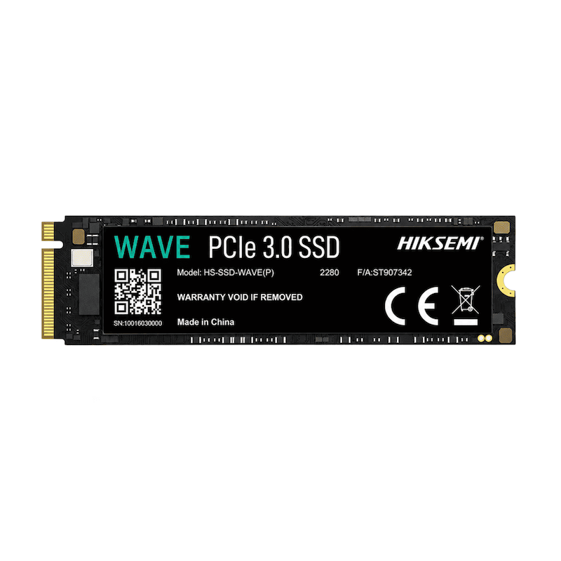 حافظه SSD مدل HIKSEMI WAVE(P) ظرفیت 256GB در نمای مستقیم از بالا، با فرم‌فکتور M.2 2280 و رابط PCIe 3.0 NVMe روی پس‌زمینه سفید.