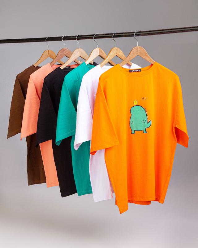 تیشرت قواره دار طرح بچه گودزیلا 