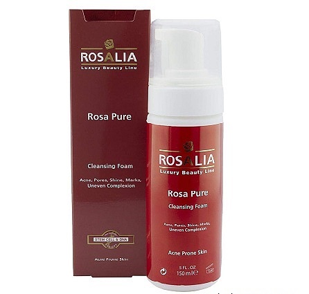 فوم پوست چرب رزالیا مدل رزا پیور ROSALIA Rose Pure Foaming Face Wash For Acne Prone Skin 