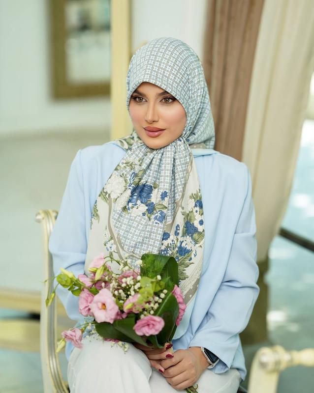 روسری ابریشم توییل وارداتی _آبی