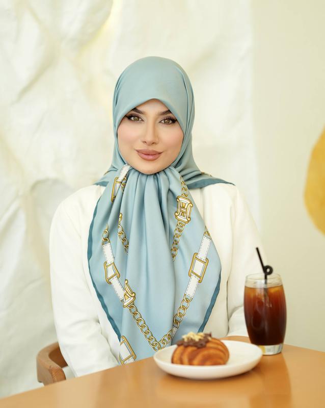 روسری ابریشم توییل وارداتی _آبی