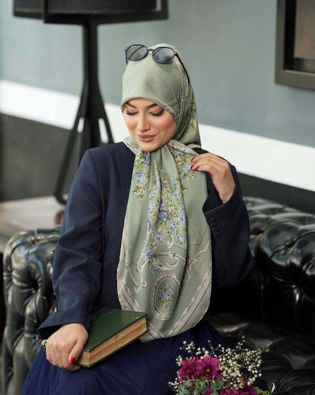 روسری حریرنخ وارداتی_ سبز۲