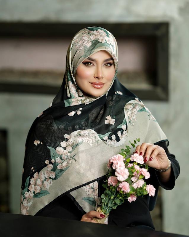 روسری کتان نخ وارداتی _ مشکی سنگی