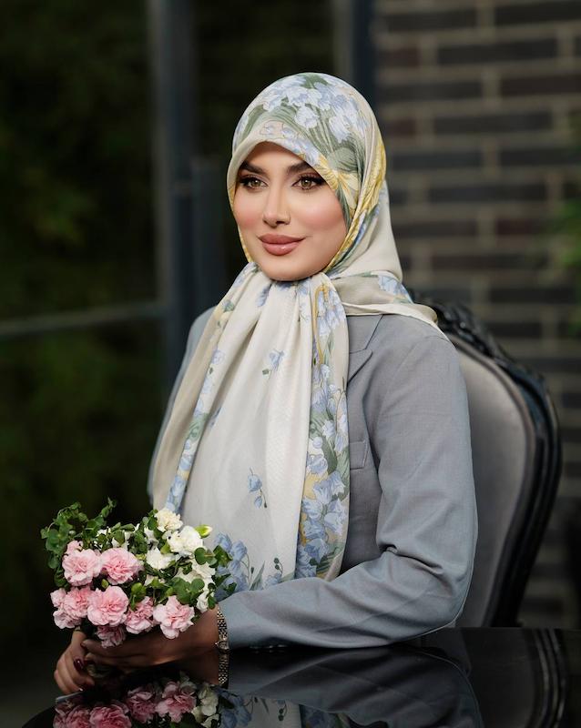 روسری کتان نخ وارداتی _ کرم سنگی