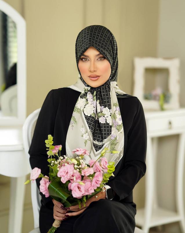 روسری ابریشم توییل وارداتی _مشکی سنگی