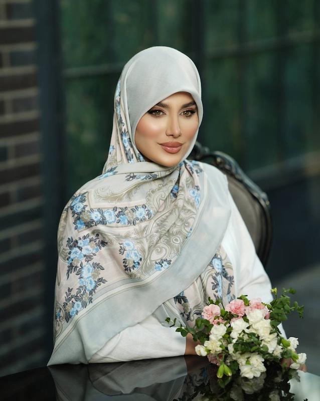 روسری کشمیر نخ طوسی