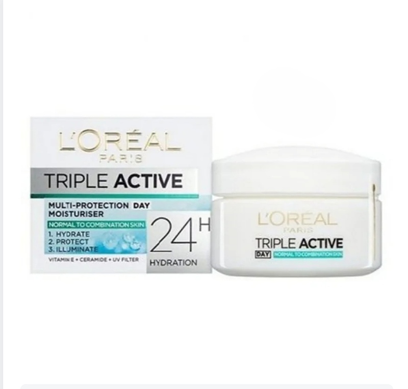 کرم روز سه کاره آبرسان ضد لک 24 ساعته لورال L’Oréal Paris Triple Active Day Normal and combination skin