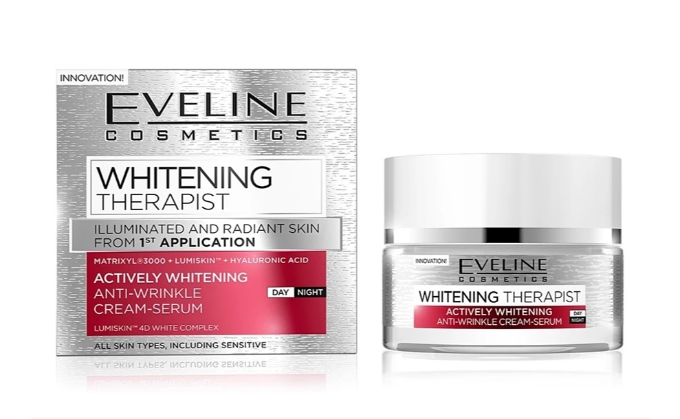 کرم ضد لک، روشن کننده و جوانساز پوست اولاین EVELINE مدل Whitening Therapist حجم 50 میل Eveline Whitening Therapist Day and Night Cream 50ml آبرسان, جوانساز, روشن کننده پوست, سفت کننده, صاف کننده, ضدچروک :سبک, فاقد چربی