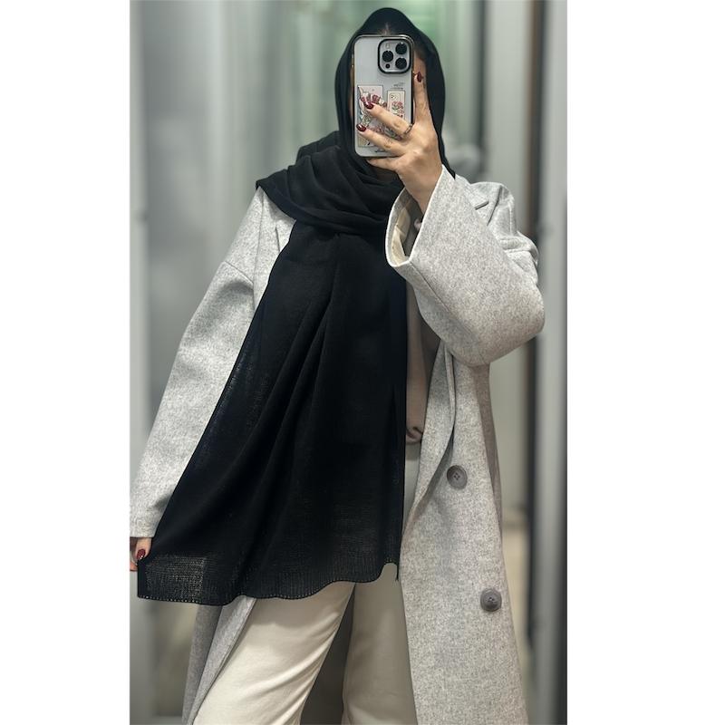 شال بافت ظریف رنگ مشکی