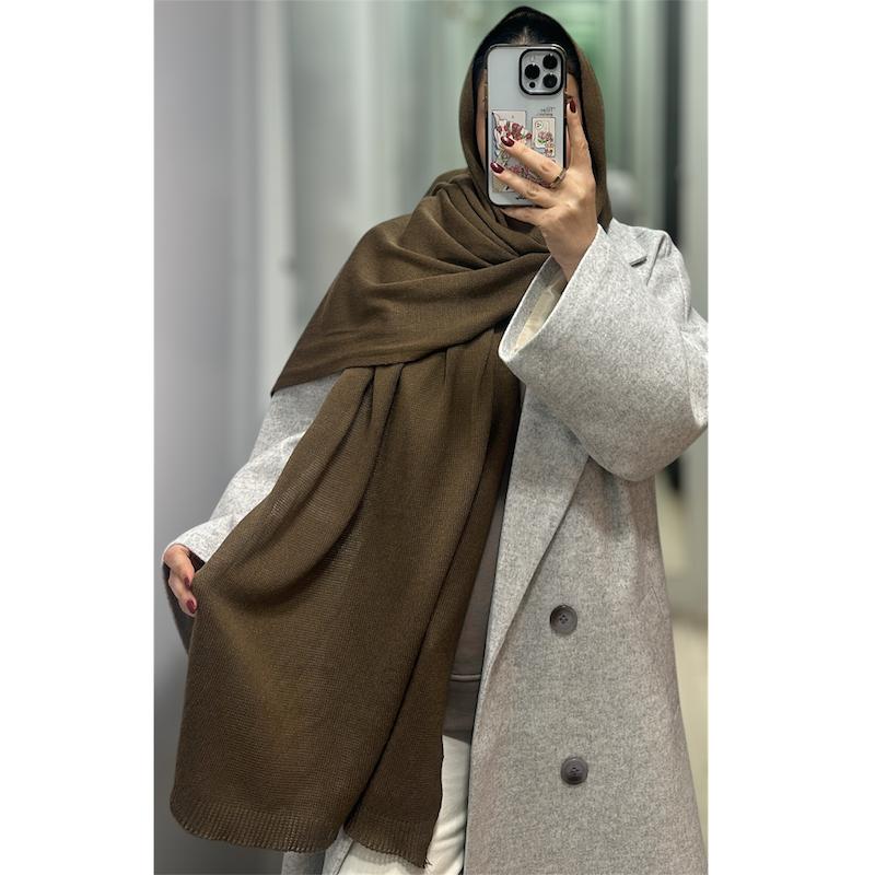 شال بافت ظریف رنگ قهوه ای