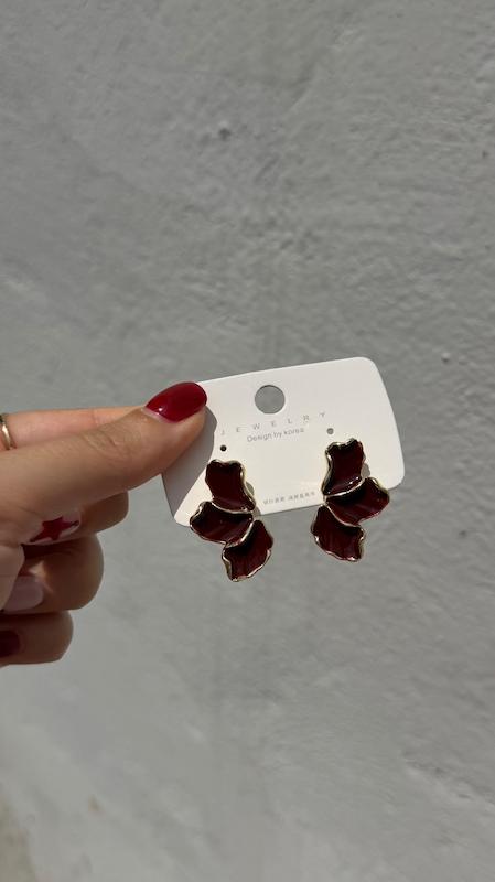 گوشواره میناکاری زرشکی