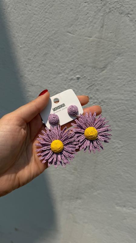 گوشواره رافیا بنفش