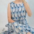پیراهن کوک دوزی آبی